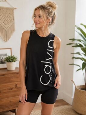 Calvin Klein Black Sleeveless Logo Tank